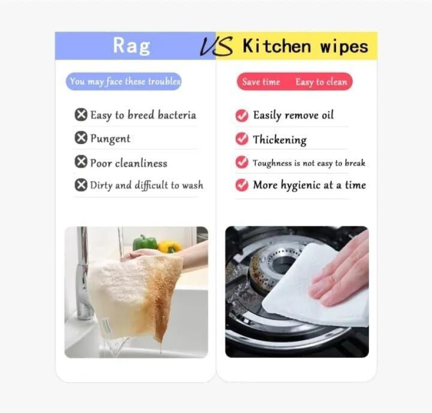 80pcs/pack Kitchen Wipes Disposable Wet Wipes For Heavy Oil