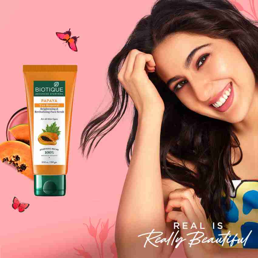 BIOTIQUE Papaya Tan Removal Skin Brightening Face Scrub Gentle