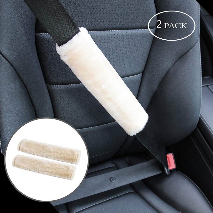 2Pack Genuine Sheepskin Seat Belt Strap Covers for Car, Truck