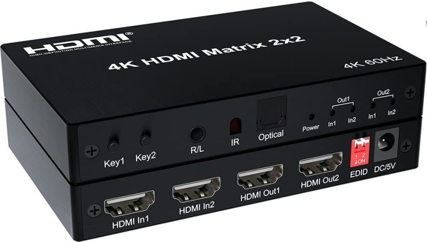 Tobo HDMI Matrix Switch 4×2, 4K HDMI Matrix Switcher Splitter 4 in