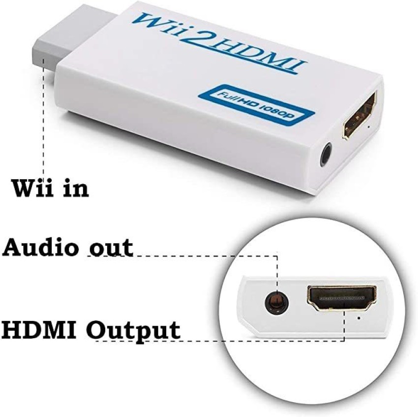 Wii to HDMI Converter Adapter 1080P for Full HD Device with 3,5mm