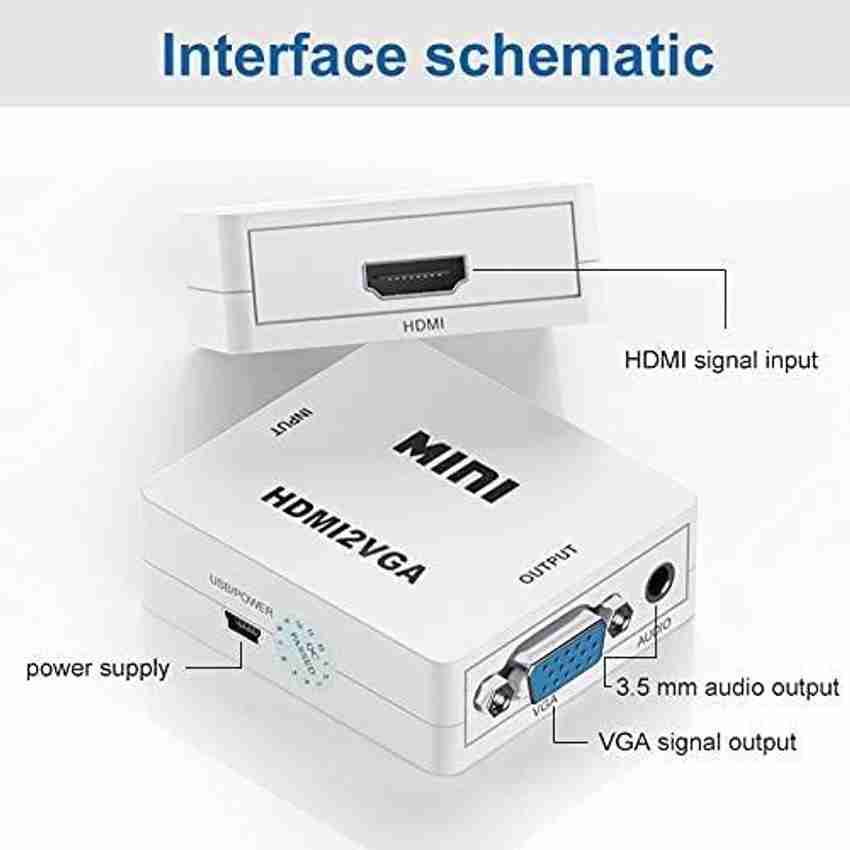Tobo Mini HDMI to VGA Converter with Audio HDMI2VGA 1080P Adapter Connector for PC Laptop to HDTV Projector HDMI 2 VGA Converter Media Streaming Device Tobo Flipkart