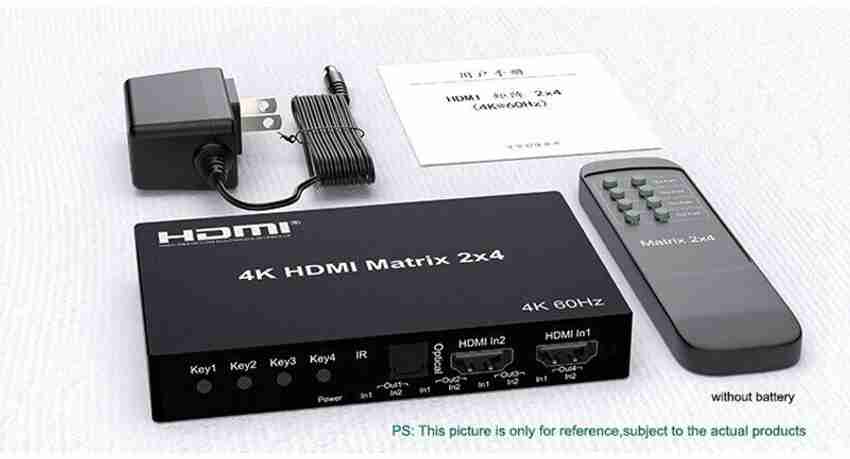 RuhZa 2X4 HDMI Matrix Switch 2in4 Out Matrix HDMI Video Switcher