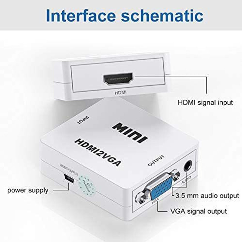 Tobo Mini HDMI to VGA Converter with Audio HDMI2VGA 1080P Adapter