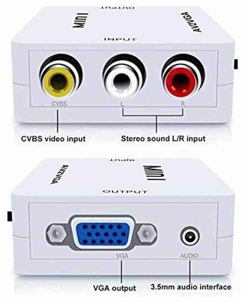 TERABYTE AV RCA to VGA Video with Audio to PC HDTV Converter AV to VGA Converter Box Media Streaming Device