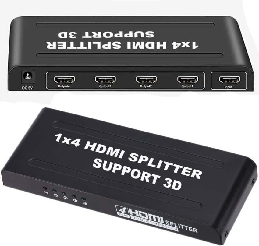 HDMI Splitter 1 In 4 Out HD 4K/30Hz HDMI 1.4 1x2 1x4 Adapter With Power  Supply