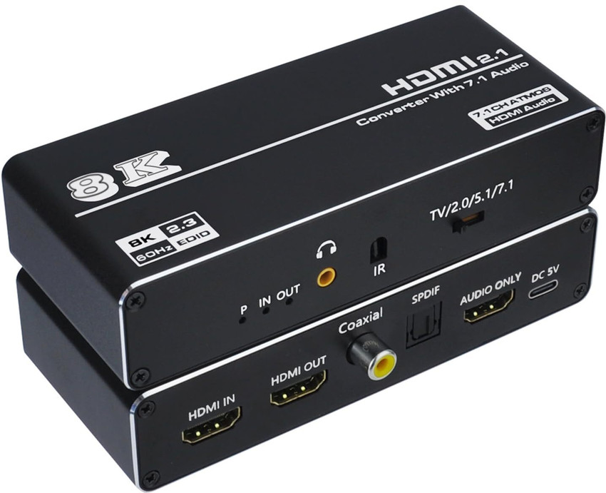 Commutateur Audio HDMI 2.1 EARC 2 En 1 - 8K@60Hz, 4K@120Hz, VRR, ALLM - Compatible PS5, Xbox, Barres De Son - 4