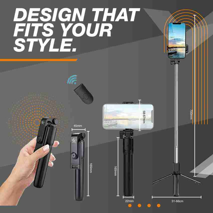 Flipkart SmartBuy R1 Bluetooth Selfie Stick with Remote, 3-in-1 Multifunctional Selfie Stick, Tripod, Monopod Stand & Mobile Stand Compatible with All ...