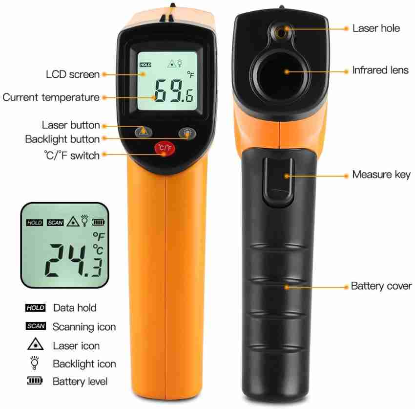 Infrared Laser Thermometer Gun No-Contact Digital Temperature Measurement  Tester