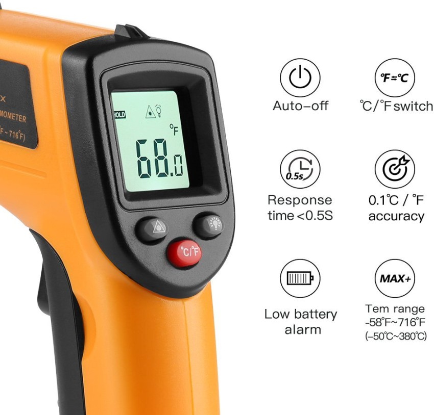 50~1600 Degree Handheld Pyrometer Digital Infrared Thermometer Non-Contact  Laser LCD Display IR Temperature Gun Instruments