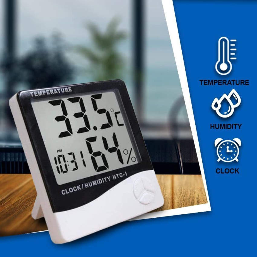 MCP Digital Room Thermometer with Humidity Indicator and Clock