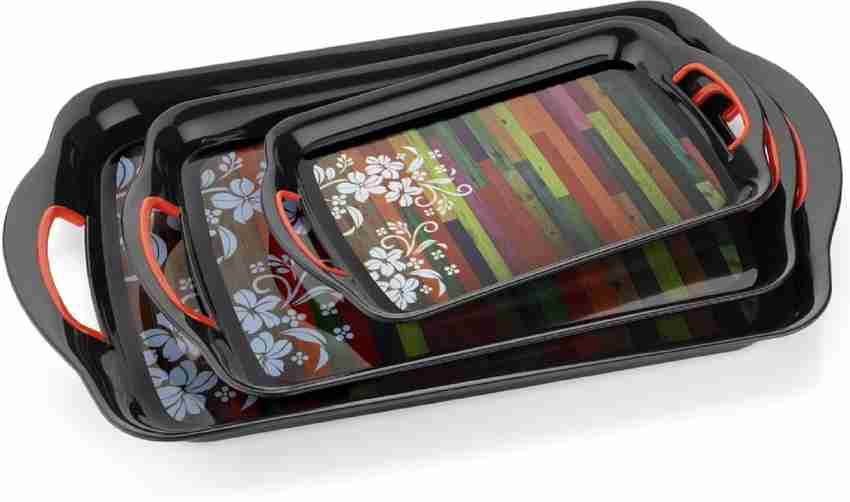 Of Tray With Different Ivory Engineered Wood Decorative Tray Set (Set