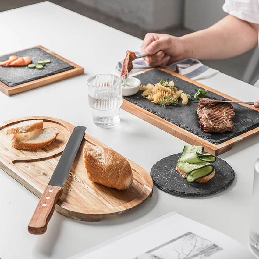 BNF Rock Plate Wood Serving Tray Kitchen Accessory For Bread Banquet Grilling Tray Serving Set Price in India Buy BNF Rock Plate Wood Serving Tray Kitchen Accessory For Bread Banquet Grilling