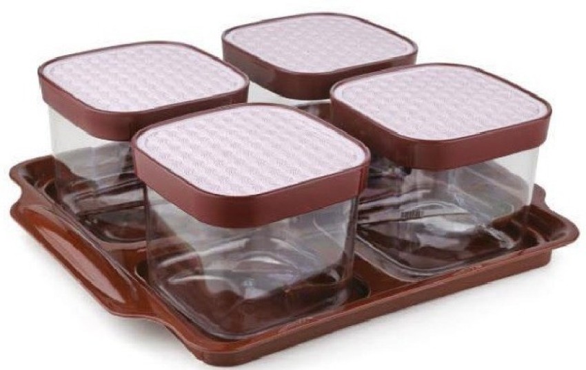 4pcs/set Floral Pattern Plastic Food Storage Box - Rectangular Snack and  Dry Goods Jar with Sealed Lid - Kitchen Supplies