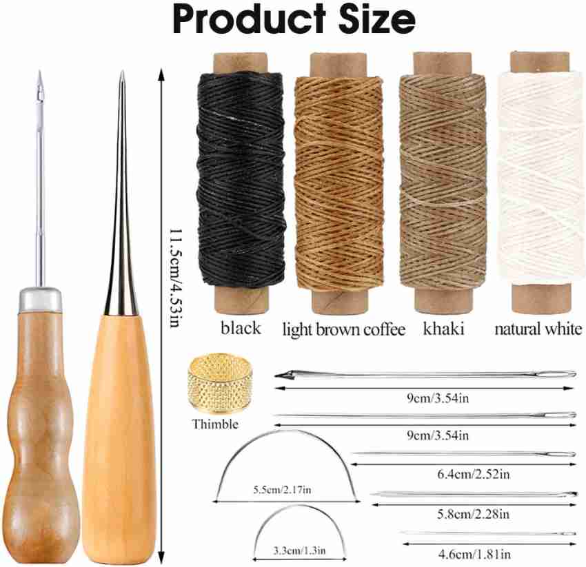 15pcs, Upholstery Repair Kit, Upholstery Thread 3 Rolls Black （150 Yard)  And 3 Rolls Beige (150 Yard) Includes A Heavy Duty Assorted Hand Sewing  Needl