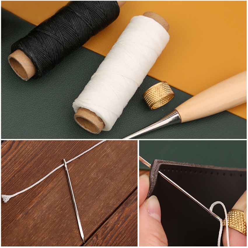 Leather Sewing Kit Upholstery Thread Cord, Stitching Needles, Sewing Awl,  30 Pcs