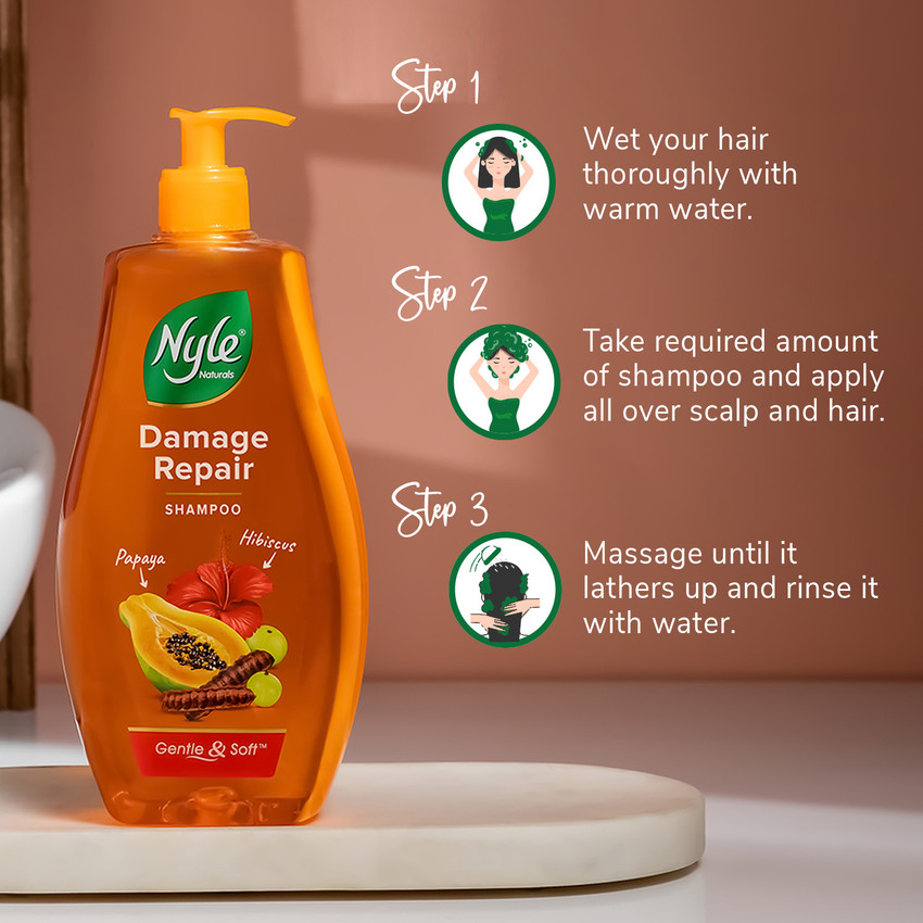 Nyle Naturals Damage Repair Shampoo With Papaya Hibiscus and Shikakai