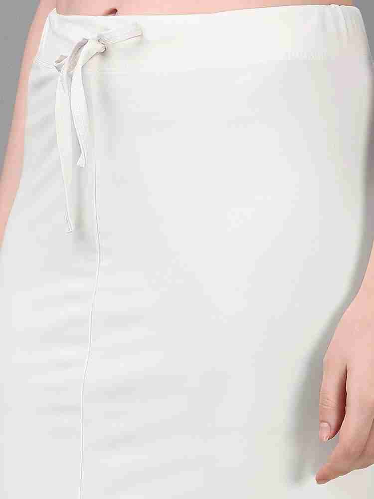 HESOFY Flared Saree Shapewear White&Maroon Cotton Blend Petticoat