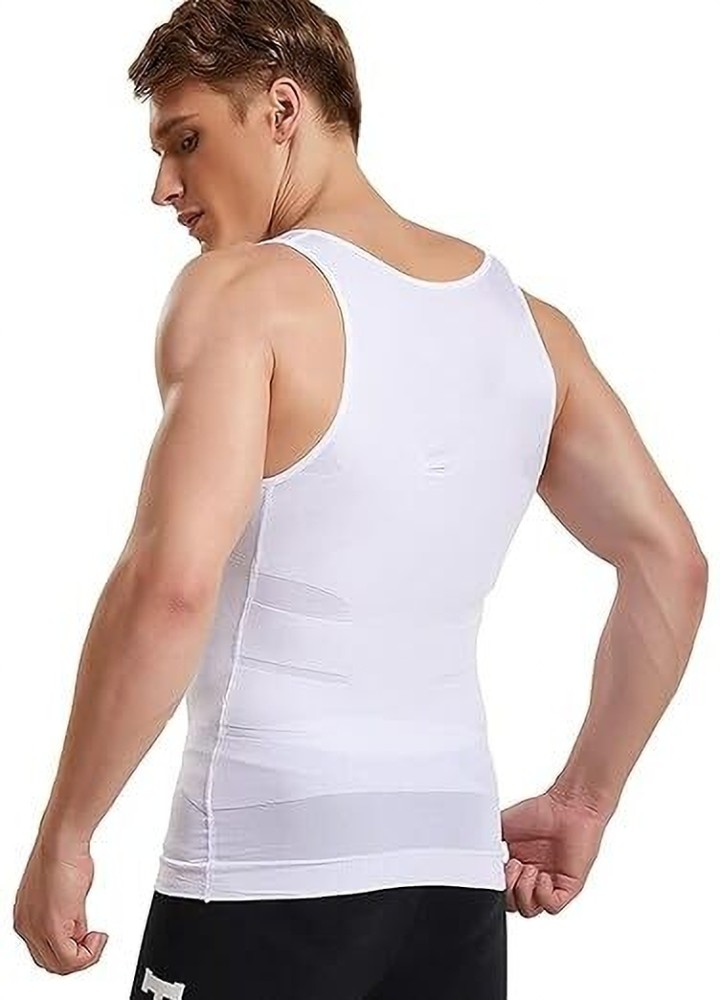 Buy FITOLYM Men's Cotton White Slim N Lift Slimming Shirt Body