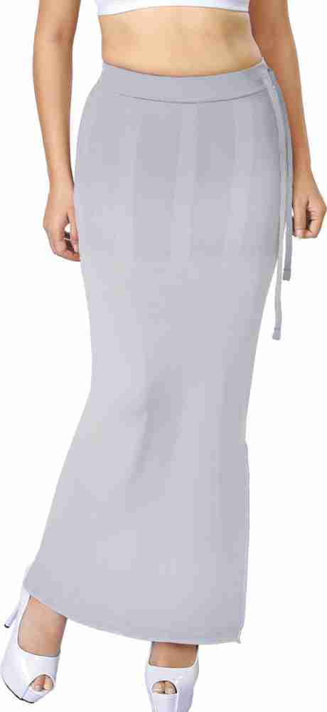 Buy DERMAWEAR Women Blended Light Grey Fabric Saree Shapewear (S