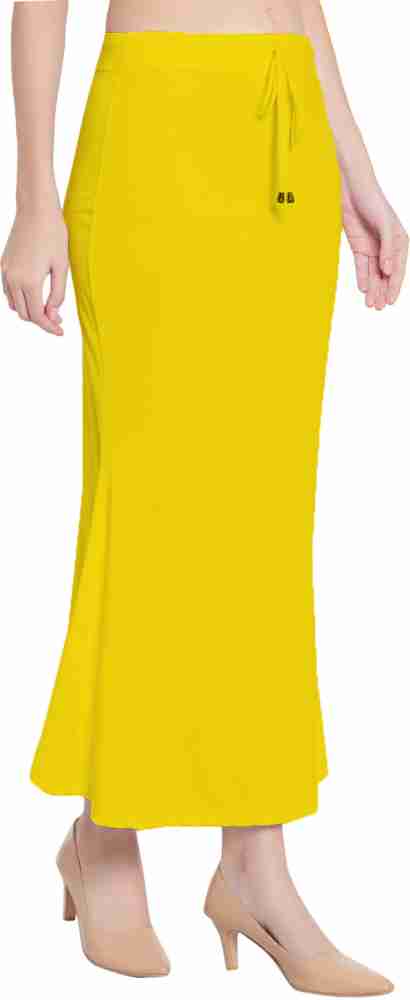 Shapewear Skirt Ladies Cotton with Drawstring For Saree Yellow Pencil  petticoat