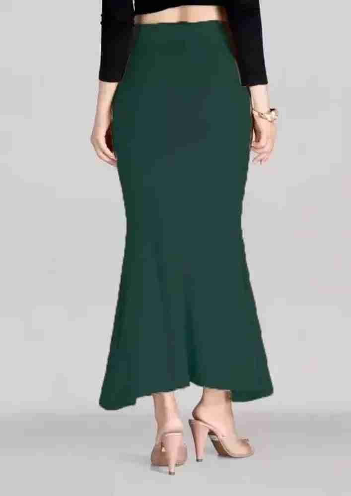 Trendmalls dark green lycra spandex saree shapewear petticoat for  women,sari silhouette, skirts for women, saree shaper