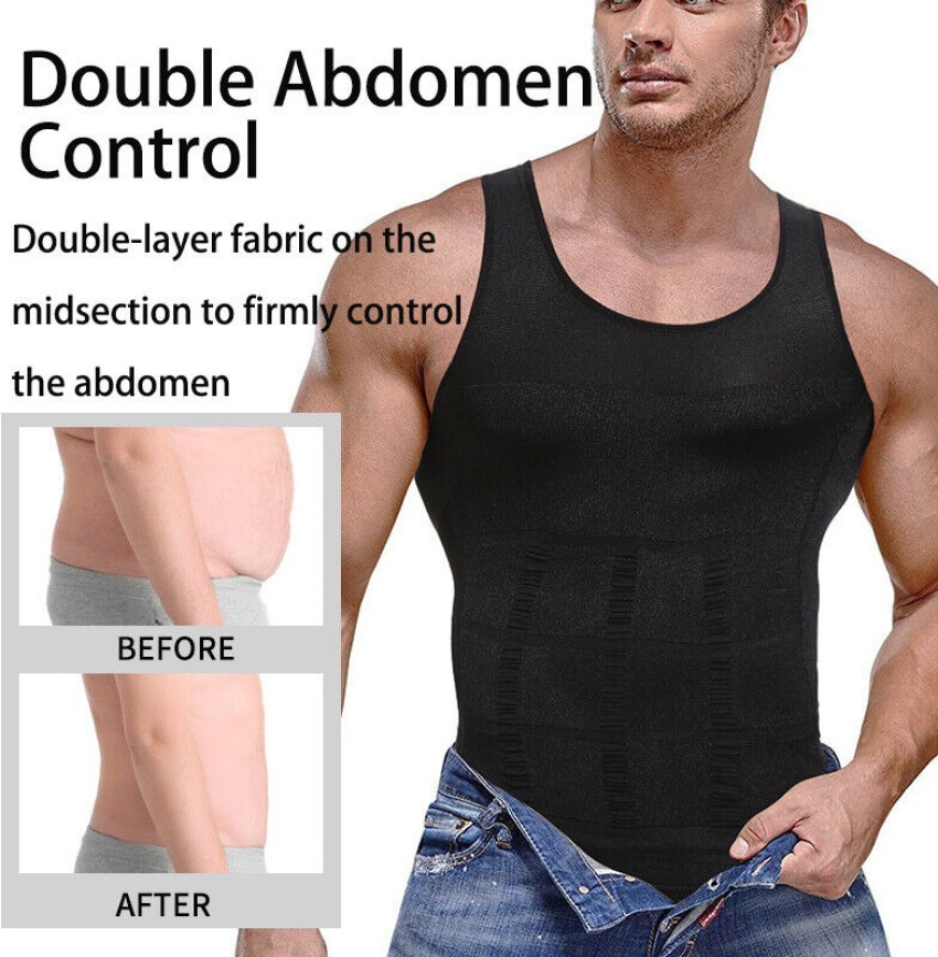 Buy FITOLYM Men's Cotton Black Slim N Lift Slimming Shirt Body