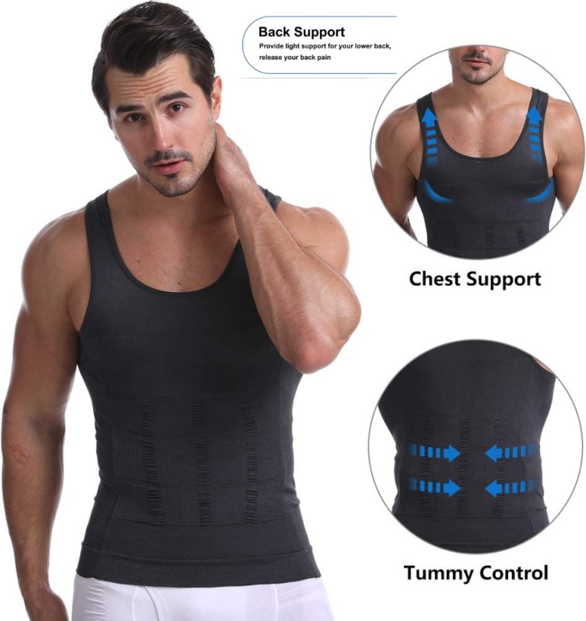 Men Compression Shirt Slimming Body Shaper Vest Tummy Control