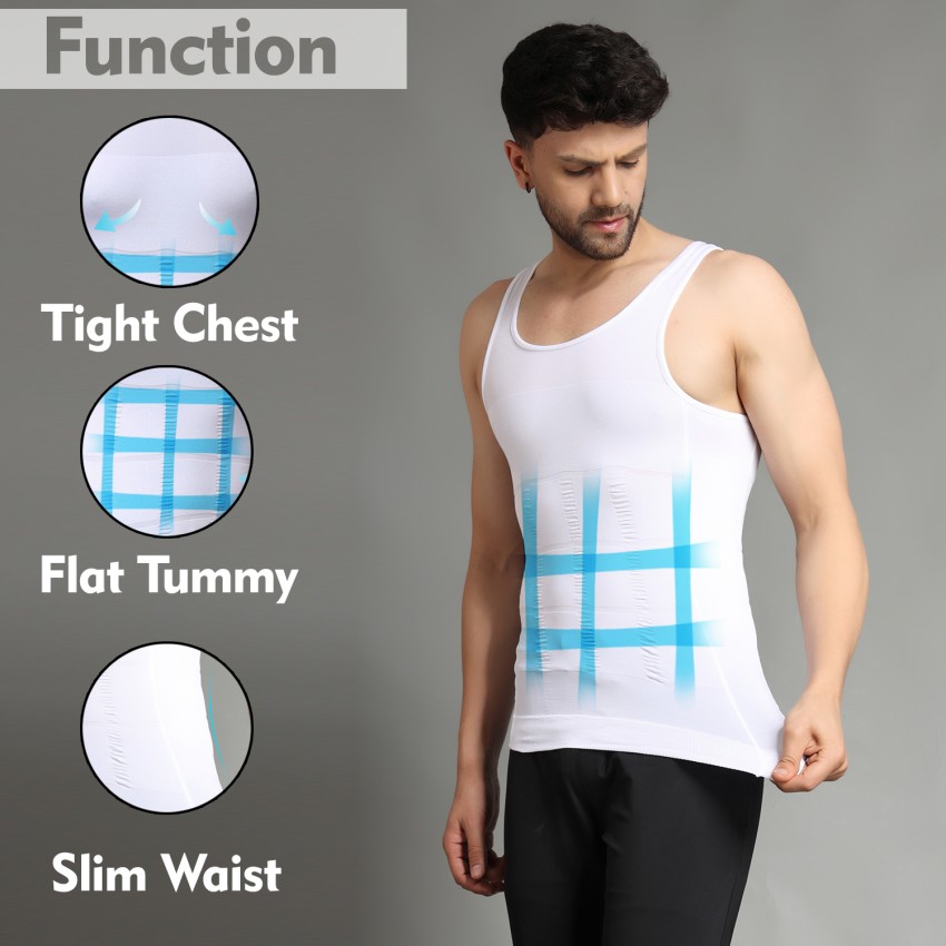 Buy Tummy Tucker Vest Abs Abdomen Slimming Body Shaper Men Shapewear - White  - Medium at
