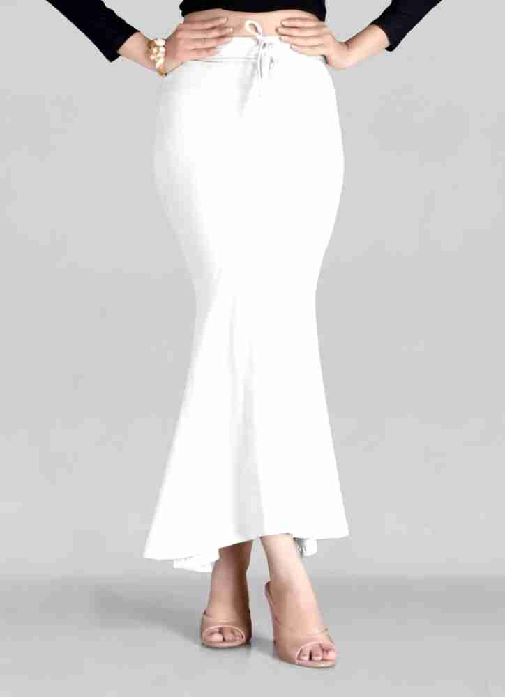 SCUBE DESIGNS Pleated Saree Shapewear Silhoutte White (XL) Lycra