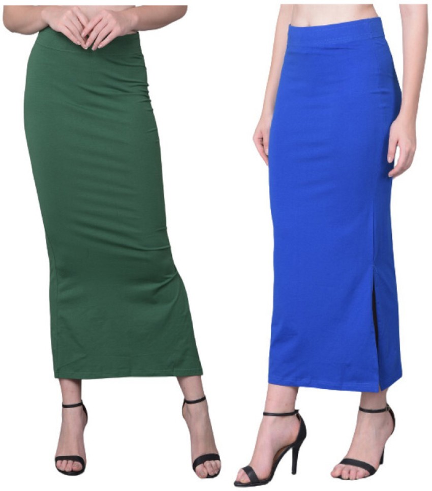 Comfort Lady Saree Shapewear 2 Pcs (Green and Indigo) Cotton Blend