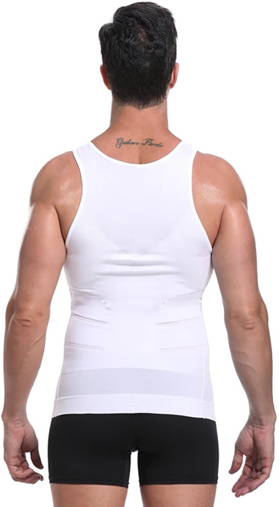 FF Tummy Tucker Vest Abs Abdomen Slimming Body Shaper Men Shapewear (Color-  White) Size- M : : Fashion