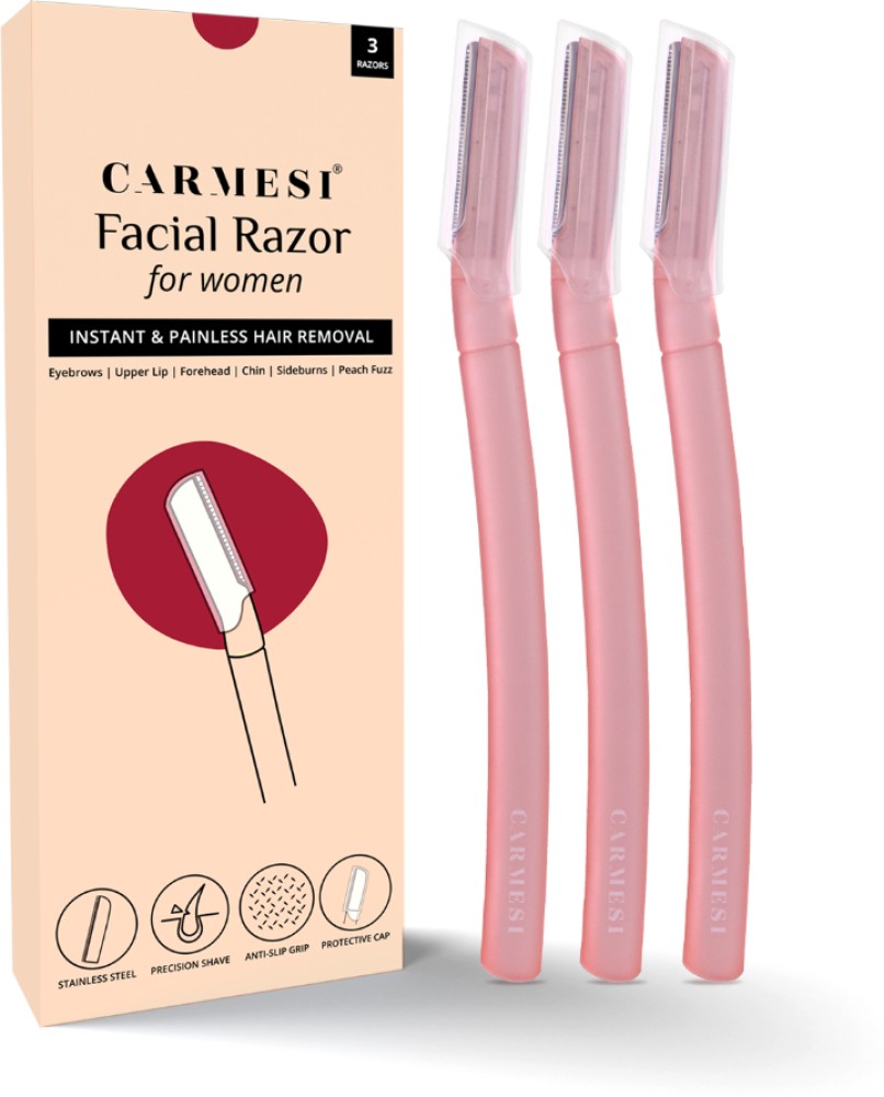 Buy Carmesi Facial Razor for Women - For Instant & Painless Hair Removal  (Eyebrows, Upper Lip, Forehead, Peach Fuzz, Chin, Sideburns) - Pack of 3  Online at Best Prices in India - JioMart.