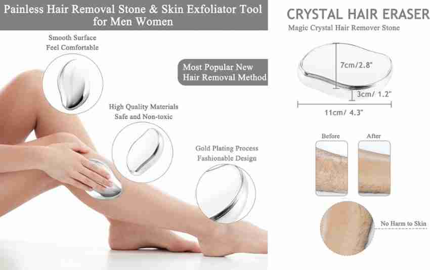 Crystal Hair Eraser For Women And Men, Magic Painless Hair Remover Skin Exfoliator  Tool, Washable Nano Hair Removal For Arms Legs Back Body Any Part (