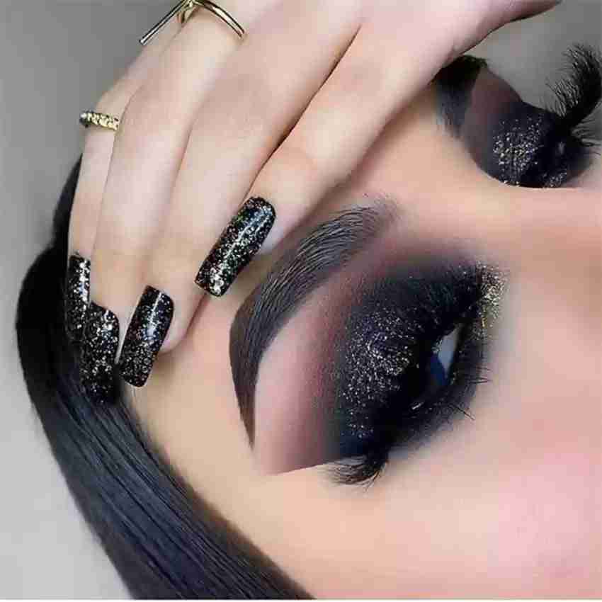 BLACK GLITTER SMOKEY EYE MAKEUP