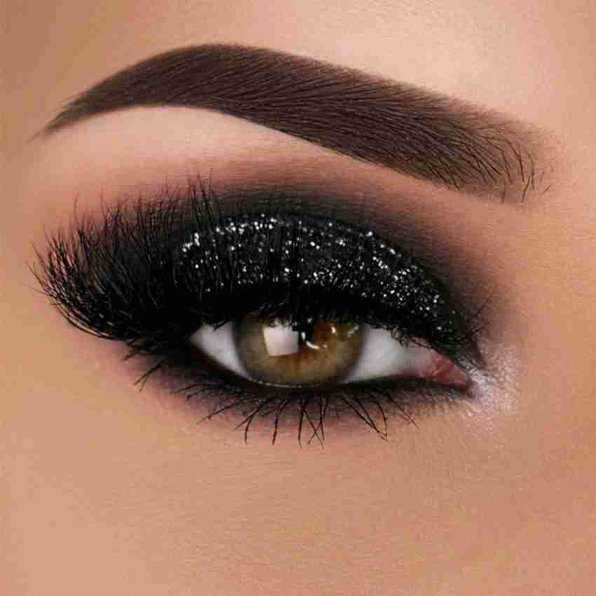 Black glitter:  Glitter eye makeup, Eye makeup, Glitter eyes