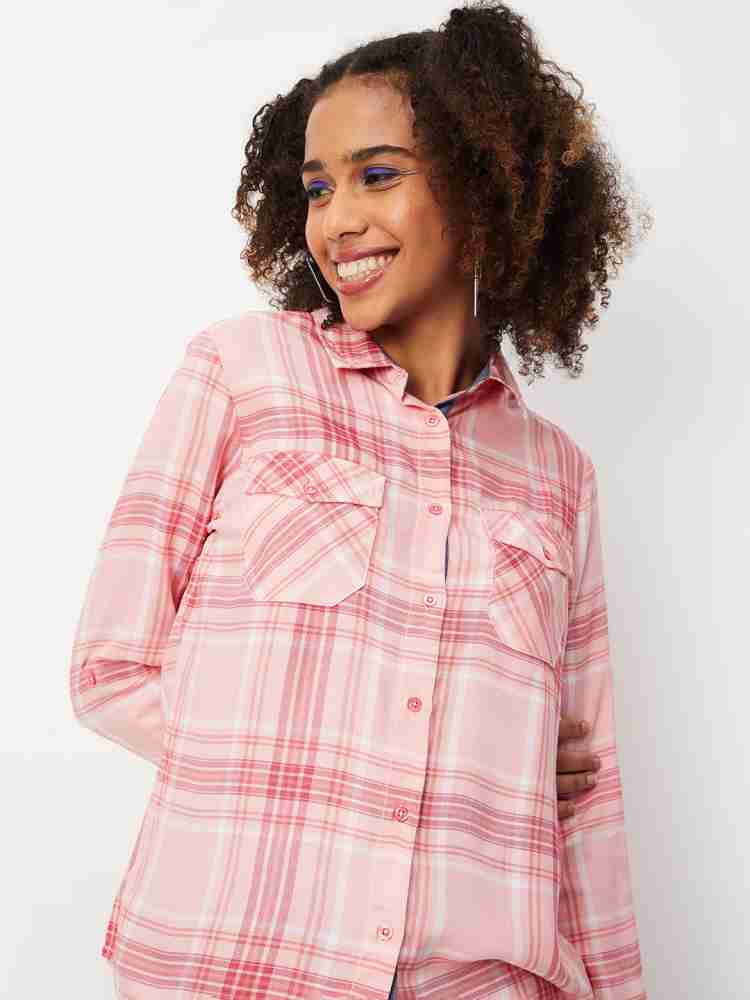 Pink checkered shop shirt womens