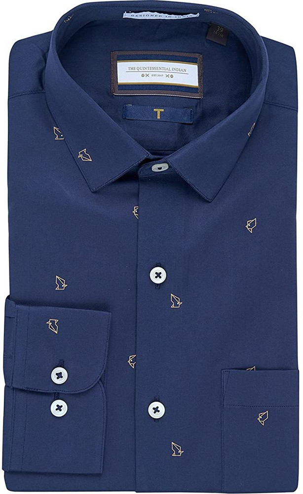 T the brand Men Printed Casual Blue Shirt Buy T the brand Men