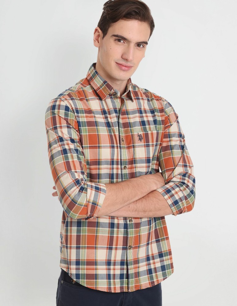 U.S. Polo Assn. Denim Co. Men Checkered Casual Grey Shirt