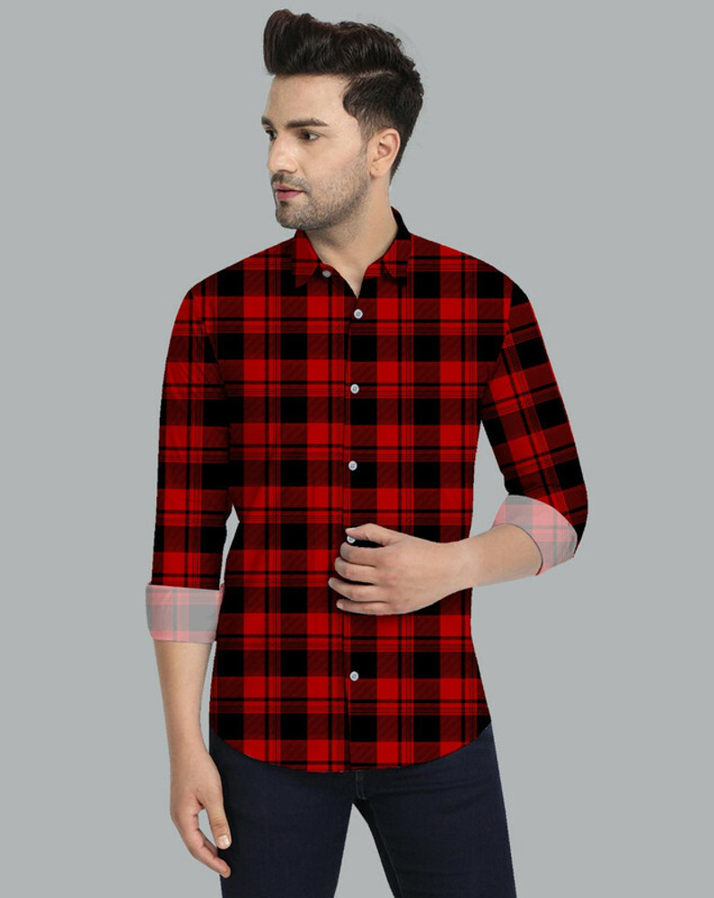 check shirt for men red