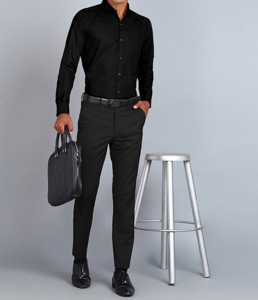 Wolinex Men Solid Formal Black Shirt - Buy Wolinex Men Solid