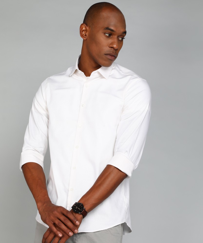 Calvin Klein Jeans Men Self Design Casual White Shirt - Buy Calvin Klein  Jeans Men Self Design Casual White Shirt Online at Best Prices in India