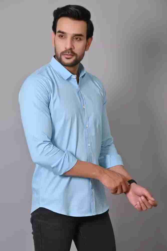 Sengaar Men Solid Casual Light Blue Shirt - Buy Sengaar Men Solid