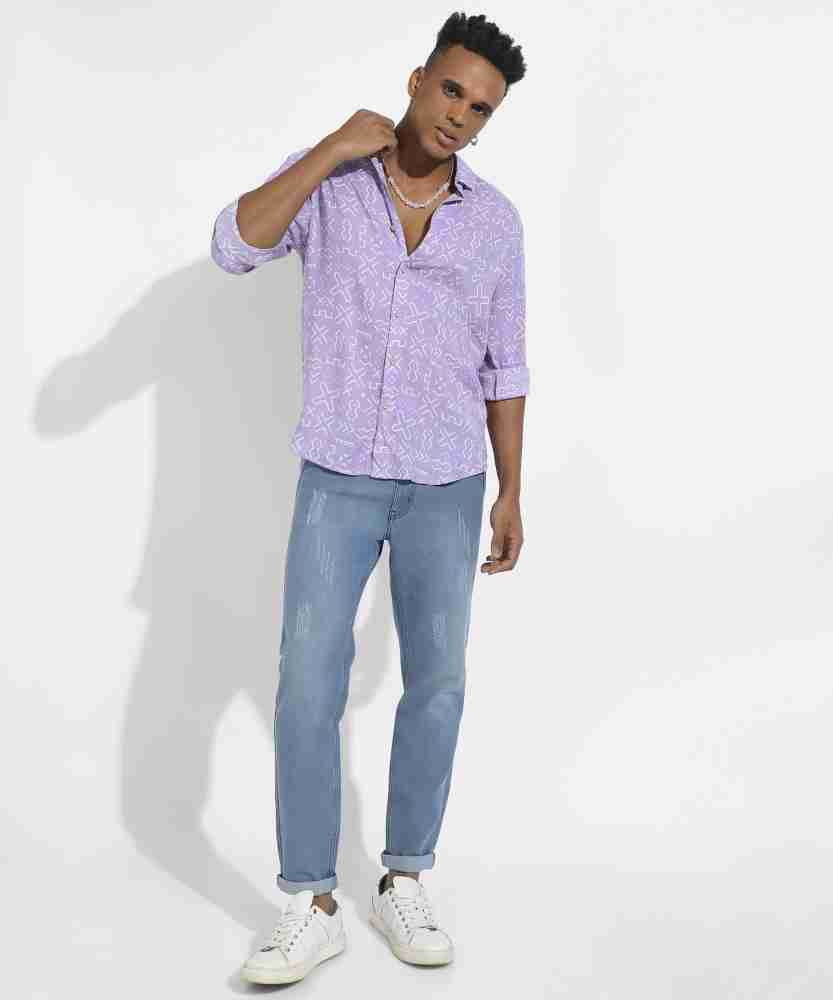 purple dress shirt with jeans