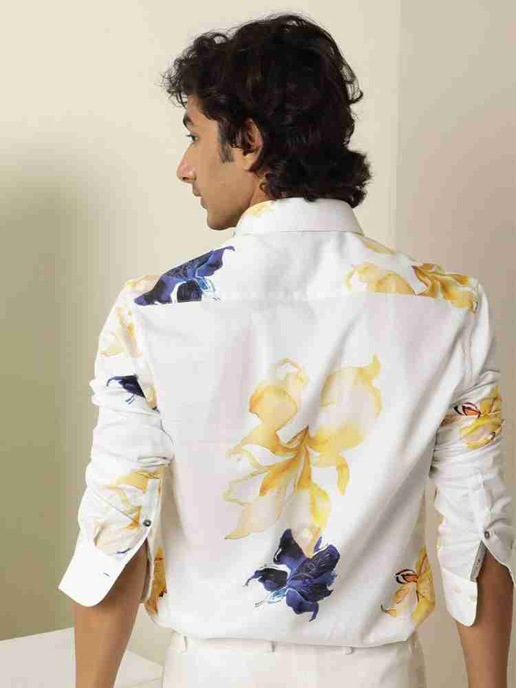 White shirt best sale with yellow flowers