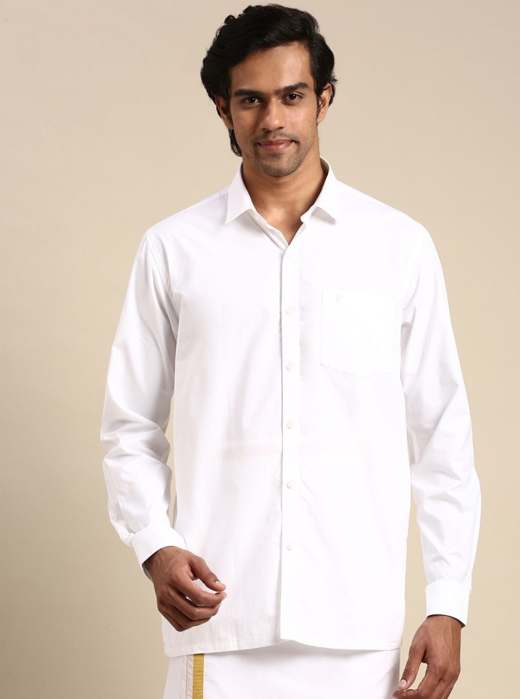 Ramraj Cotton Men Solid Casual White Shirt - Buy Ramraj Cotton Men