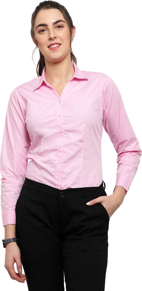 pink shirt and blue trousers