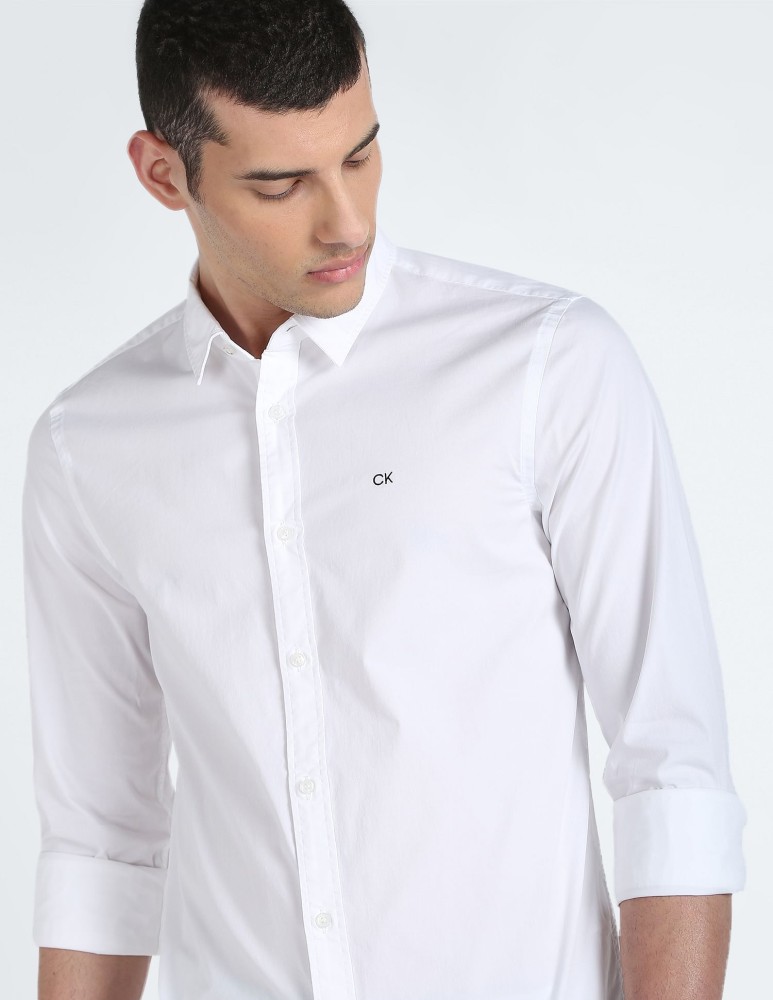 Calvin Klein Jeans Men Solid Casual White Shirt