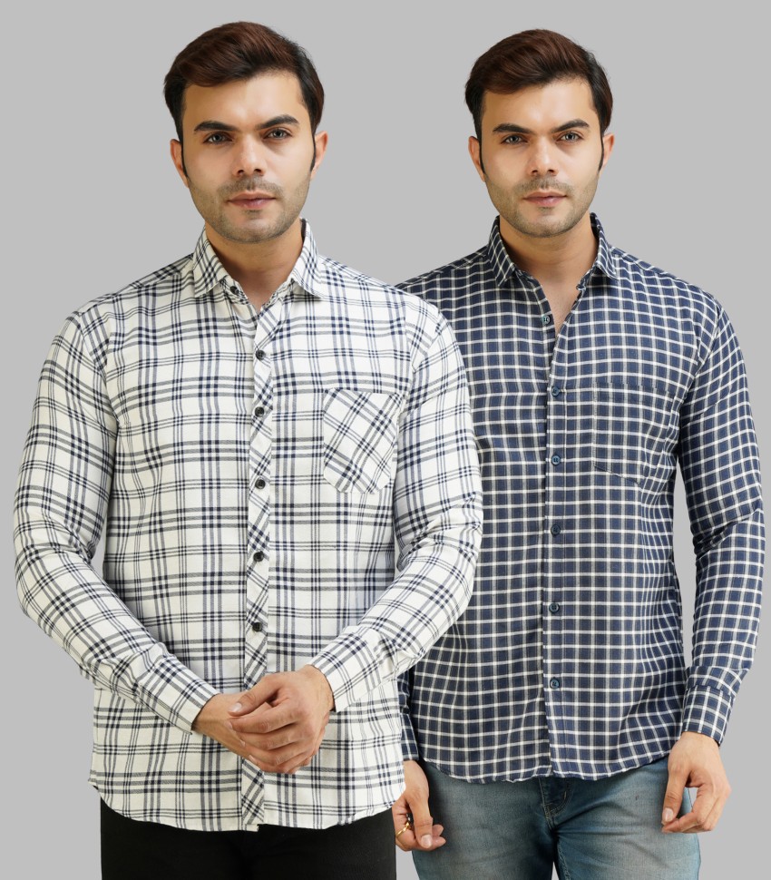 Black & White Small Check Shirt For Men