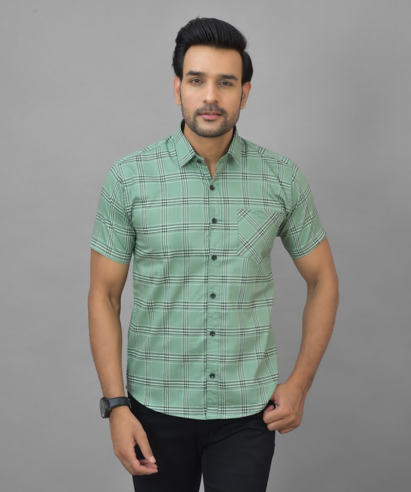 Buy Green Gingham Shirt Online In India -  India